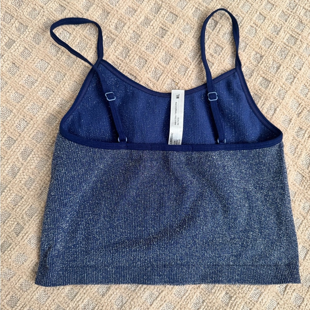 Sparkly Blue Ribbed Crop - Picture 3 of 6